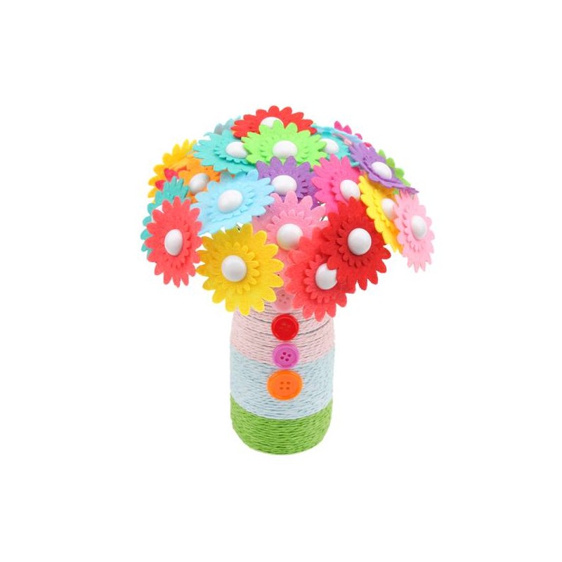 Bastelset mit Filzblumen und Vase Typ Regenbogen